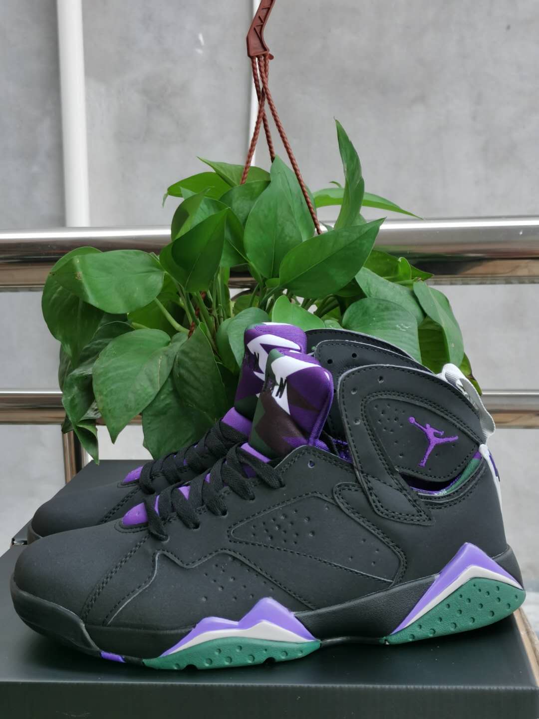 New Air Jordan 7 Retro Black Grey Purple - Click Image to Close